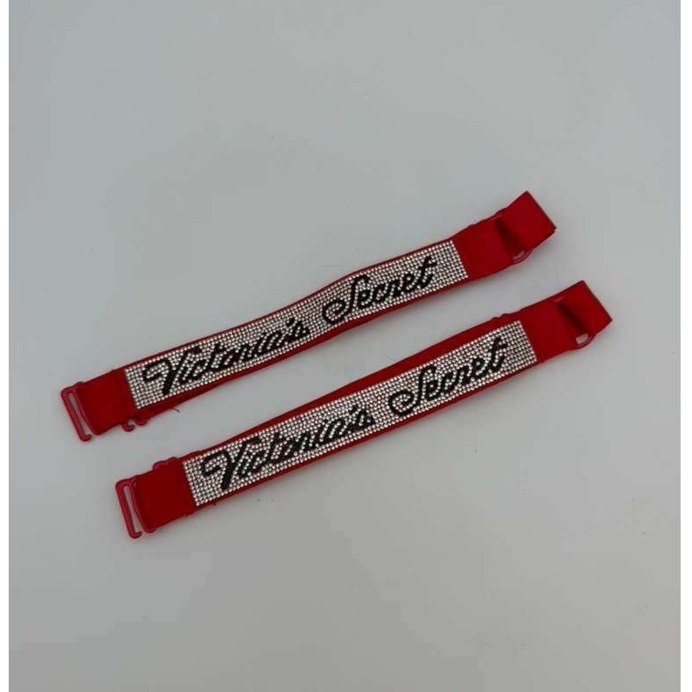 Victoria's Secret Rhinestone Bra‎ Straps Bling Crystal Adjustable Red